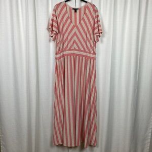 Women's Pink and Cream Striped Maxi Dress